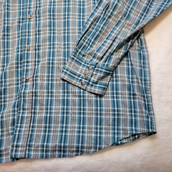 Pendleton Shirt Mens XL Plaid Pearl Snap Long Sleeve Western Blue Button Up - Picture 3 of 7